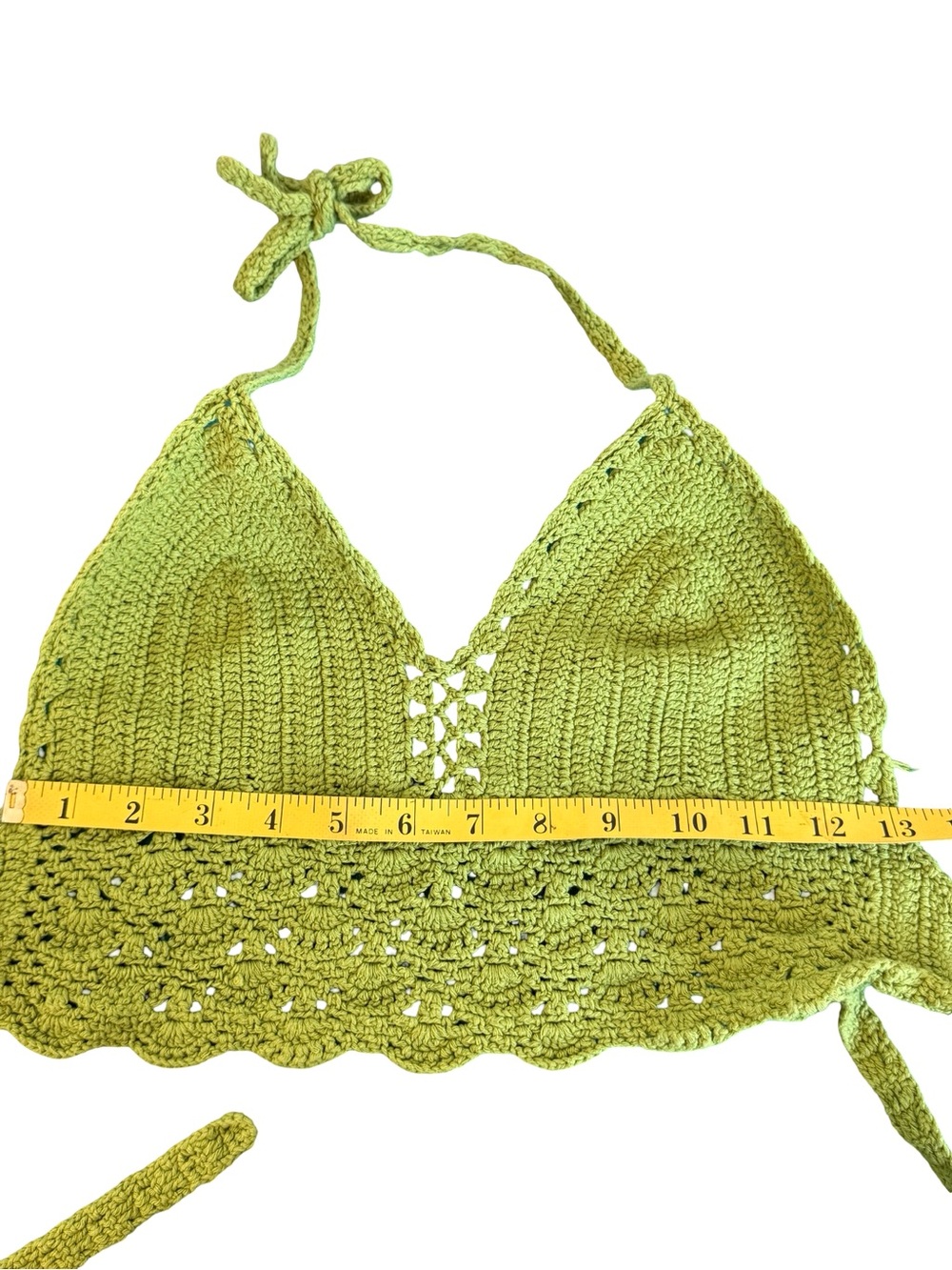 Lakhays Handmade Crochet Halter Top Green Cotton Boho Festival Swim Cover Up - Picture 6 of 13
